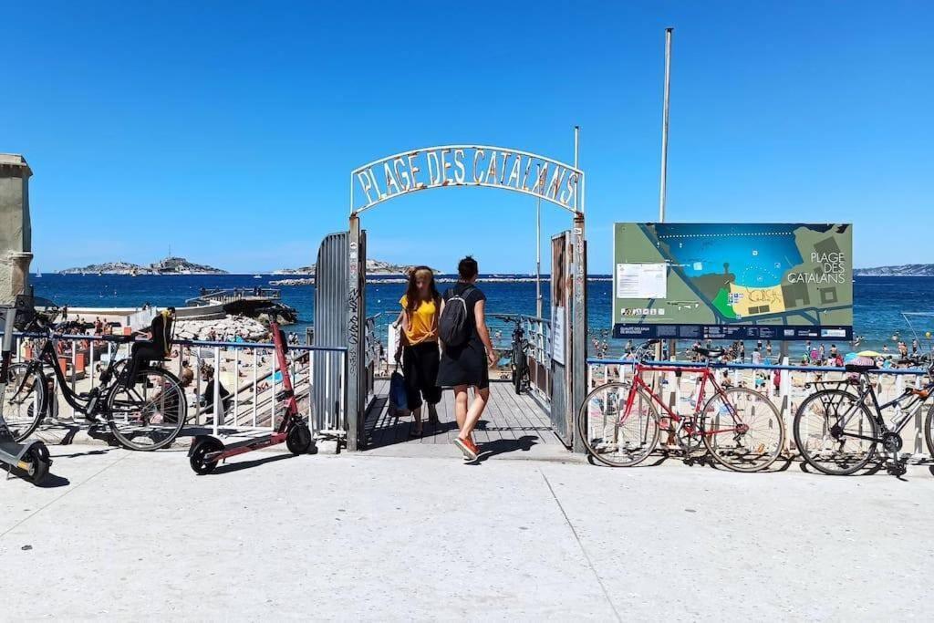 Catalans-Air-Conditioned, Balcony 2 Min Walk Catalans Beach Marseilles Buitenkant foto